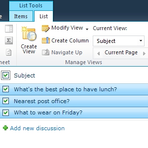 SharePoint List Discussion Board